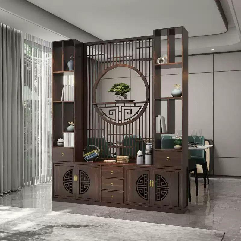 新中式隔断屏风柜客厅985遮挡家用柜进代现简约实木入户玄关置门