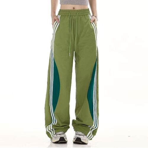 Splicing striped printed pants拼接条纹印花裤子