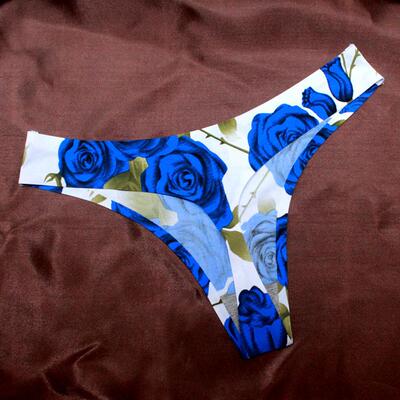 女士冰丝无痕一片式内裤低腰丁字printing G-string tbacks thong