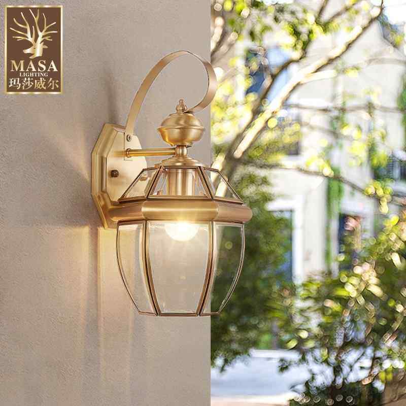 户外壁灯防水欧式全铜阳台墙壁灯别墅庭院灯过道走廊灯室外花园灯