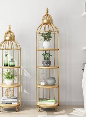 复古铁艺落地鸟笼置物架卧室创意收纳架简约工艺品客厅摆件装饰品
