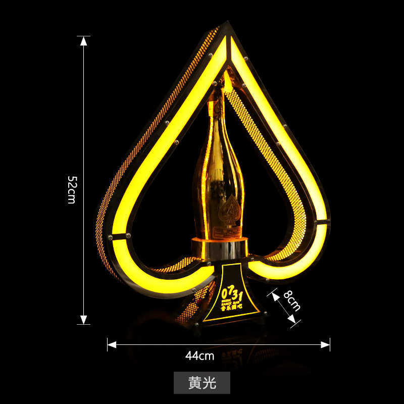酒王洋酒道具香槟酒座发光ktv酒吧展示架黑桃不锈钢a酒高档底座出