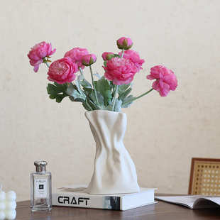 花瓶大口径仿真花玄关餐桌干花桌面奶油风插花假花装 饰品摆件水培
