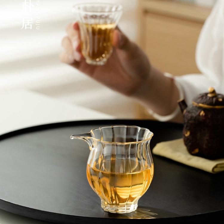 玻璃公道茶具泡茶莲花水仙公道杯