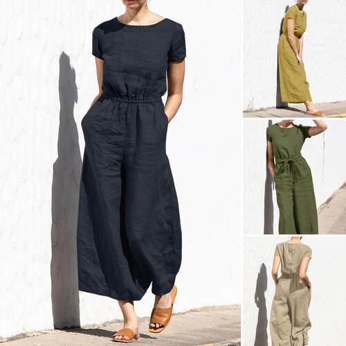 High waisted short sleeved slimming pants women's jumpsuit