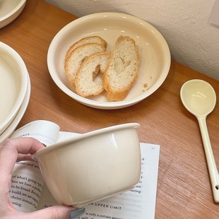ins风奶呼呼餐具陶瓷碗吃饭碗家用套装 韩式 餐厅高颜值盘子菜盘子