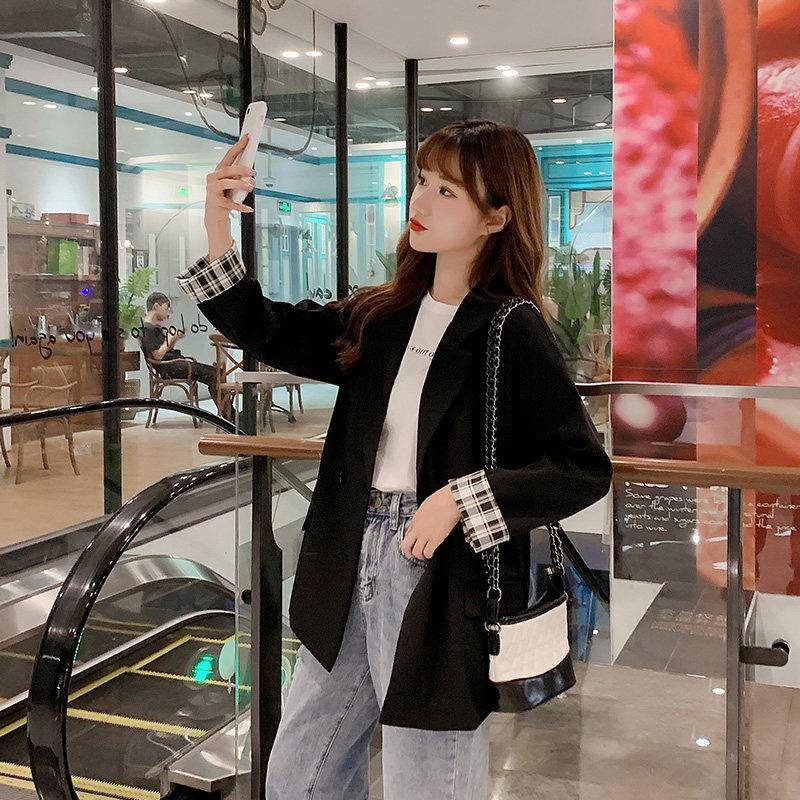极速黑色小西装外套女秋季小个子宽松高级感英伦风休闲正装西服上
