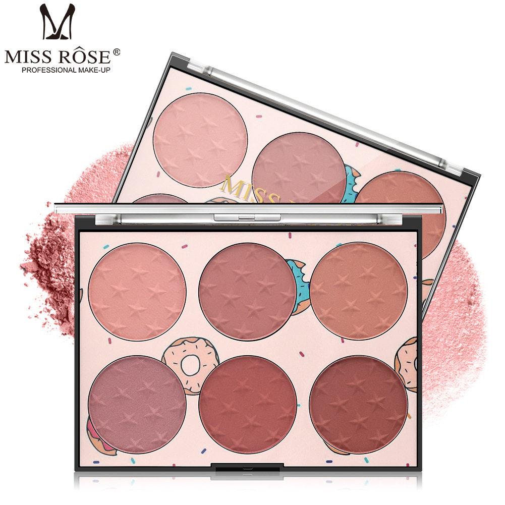 正品MISSROSE化妆品六色腮红盘哑光平价学生晒红女高光修容组合盘