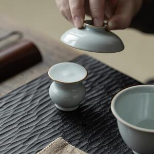 皓澜天青色开片汝窑盖置壶盖托中式陶瓷壶盖托汝瓷茶道配件