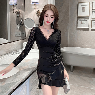 柔式 夜场美容按摩裙 技师工作服性感遮肚子衣裙足浴店服装