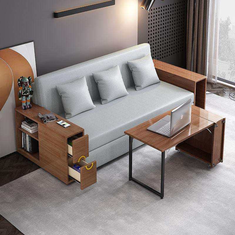 多功能沙发床实木折叠餐桌一体两用简约客厅小户型可伸缩收纳储物
