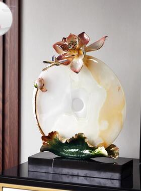 源盛集珍新中式玄关博古架家居高端珐琅彩玉石平安扣大摆件工艺品