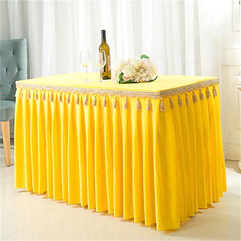 RI0T定 制吊穗金丝绒商务会议桌布桌裙桌罩自助餐台裙佛台供桌方