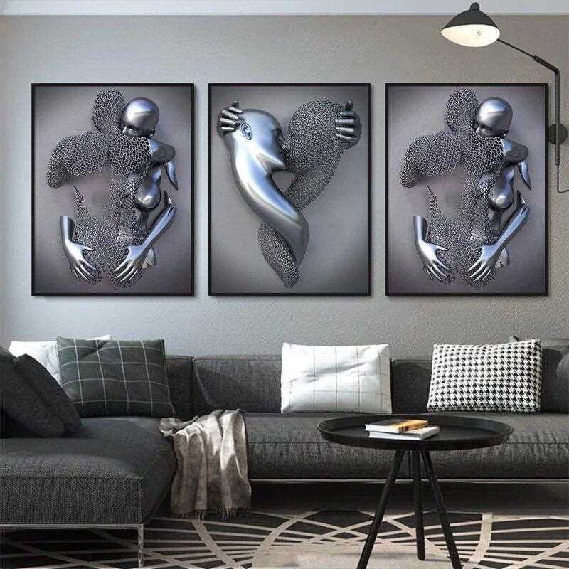 北欧喷绘装饰画金属人物客厅挂画新中式壁画清玄关装饰画画芯