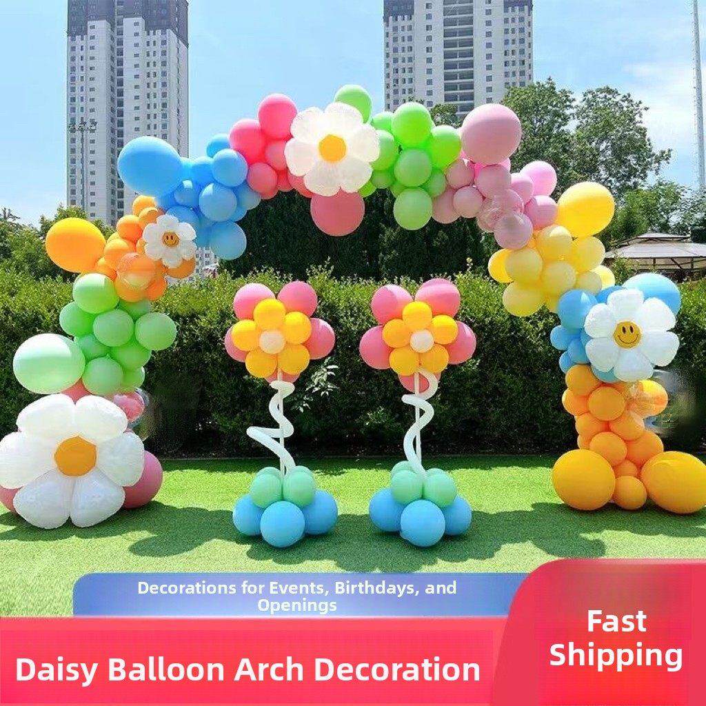 马卡龙气球拱门店开业宝宝一岁生日氛围装修店面运动会场景布置