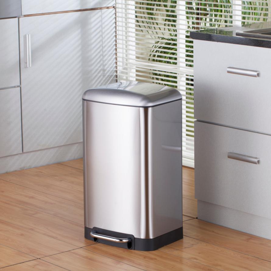 分类锈钢垃不桶脚踏圾用厨房酒店办公室30升大VRL号可印lo家go