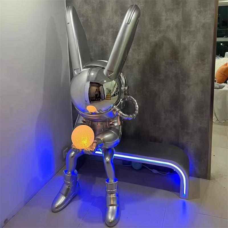 网红robbi月光兔大摆件玻璃钢雕塑室外KTV户外创意家居装饰太空兔,商业/办公家具,景观道具/景观摆件/景观装置,淘宝优惠券,粉丝福利购,淘宝优惠卷