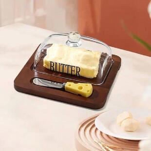 Covered Glass Holder Dish Cheese Butter