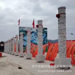 定制寺庙景区盘龙柱 石雕园林广场十二生肖文化柱 浮雕华表罗马柱