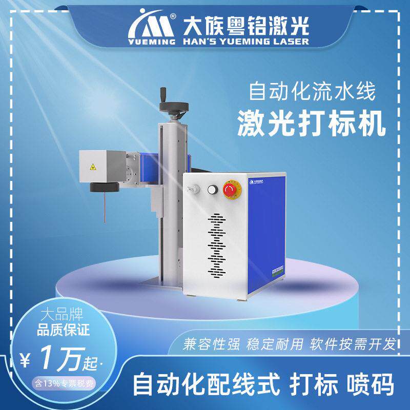 配线式大族激光打标机在线流水线自动激光打标标识喷码塑料金属纸