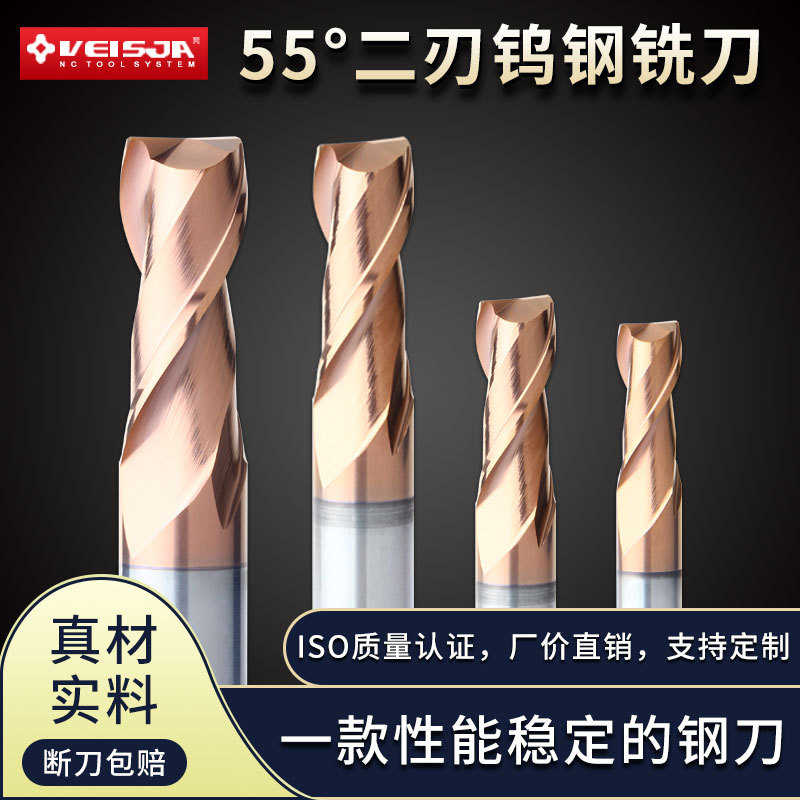 VeisjeHRC55度2刃硬质合金钨钢铣刀直柄平底涂层铣刀电脑锣刀二刃