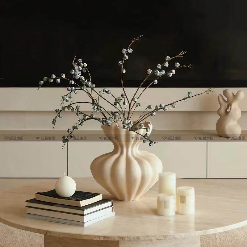 南瓜大花瓶轻奢高级感客厅法式奶油风ins小众插花软装样板间摆件