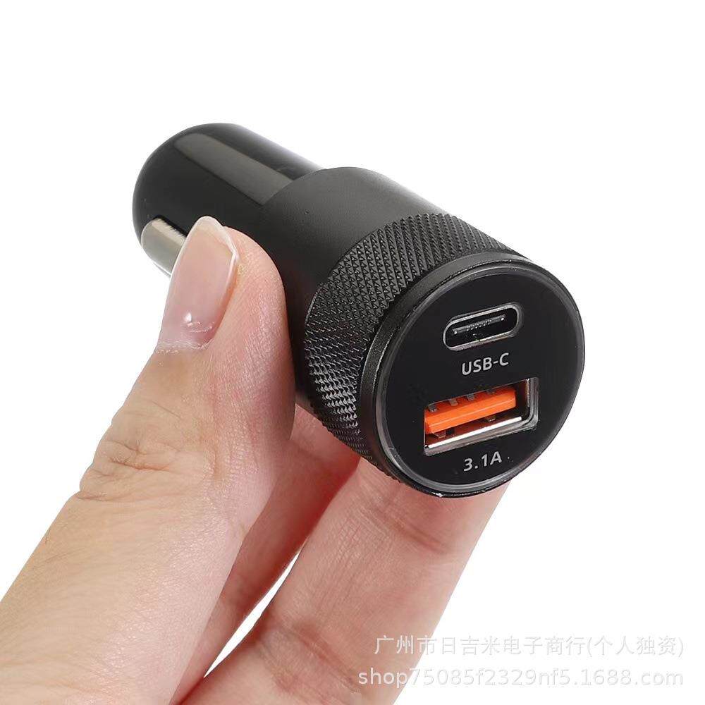 3.1AUSB+PD小钢炮车充铝合金USB-C+USB车载手机充电器厂家快充