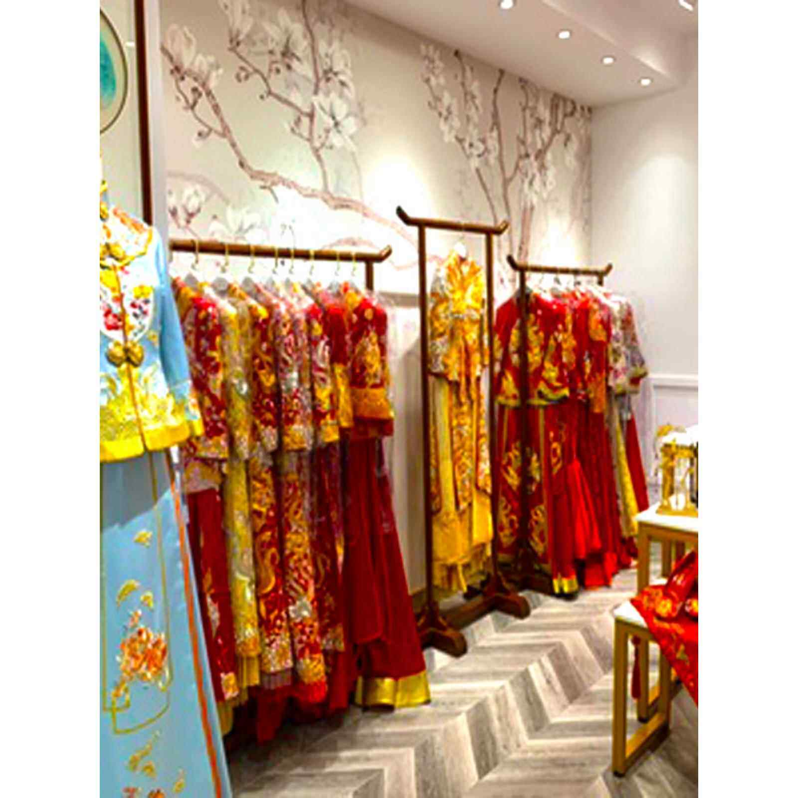 新型中国风覆古婚纱展示架中国风覆古婚纱秀和衣架落地实木婚纱展