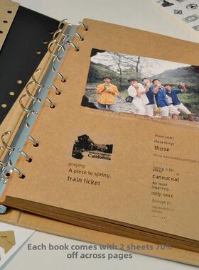 B5空白牛皮纸活页记事本相册9孔手绘覆古涂鸦笔记本DIY同学记录定