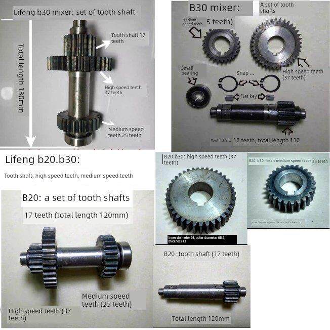 利丰B20B30搅拌机配件利丰牌商用面团搅拌机打蛋器配件齿轮轴齿轴
