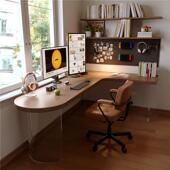 实木转角桌卧室L型拐角书桌书架洞洞板一体学习桌双人靠墙电脑桌