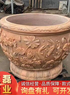 现货庭院别墅石雕门海青石聚宝盆石雕鱼缸水缸养鱼荷花缸
