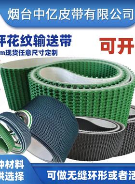 pvc绿色裙边草坪花纹传输送带爬坡防滑耐磨砂光铡草包装封箱机皮