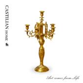 饰摆件C1034 氛围感装 欧式 轻奢全铜烛台摆件客厅玄关餐厅壁炉法式