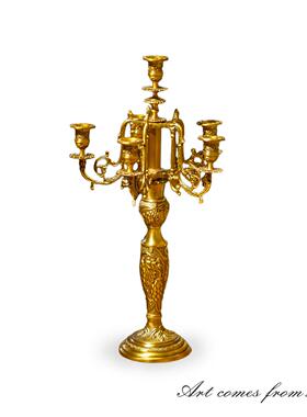 欧式轻奢全铜烛台摆件客厅玄关餐厅壁炉法式氛围感装饰摆件C1034