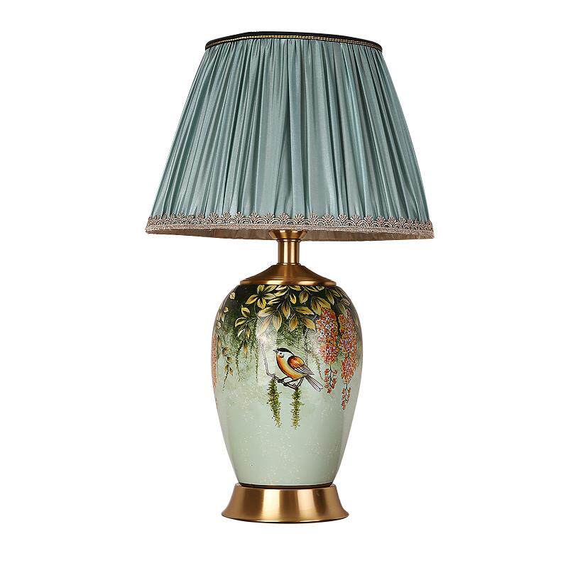 正品美式奢客华档厅角台灯中几式卧室床头灯欧式高复古花鸟书房纯