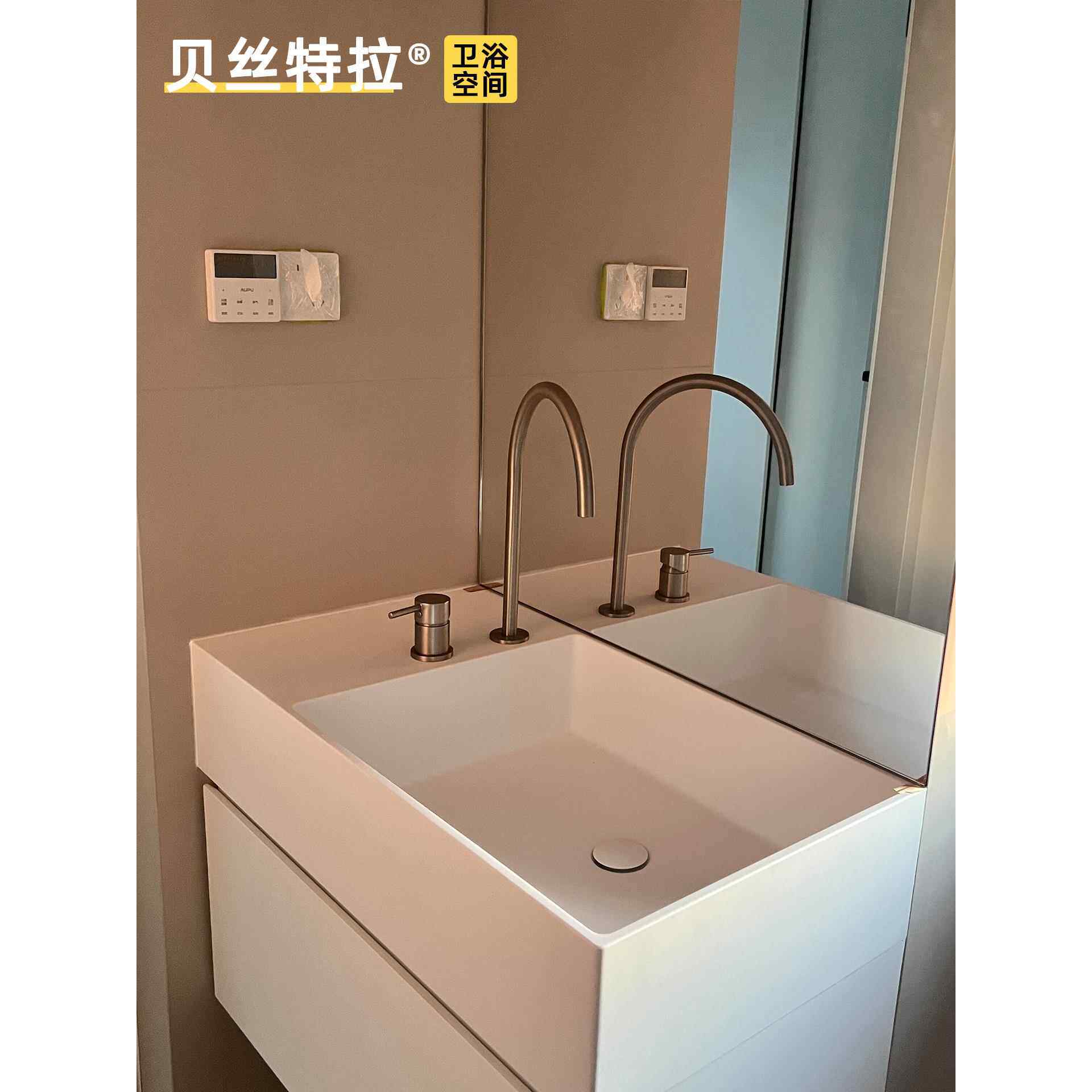 贝丝特拉 美国进口杜邦可丽耐一体盆JOT方盆浴室柜组合洗漱台定制