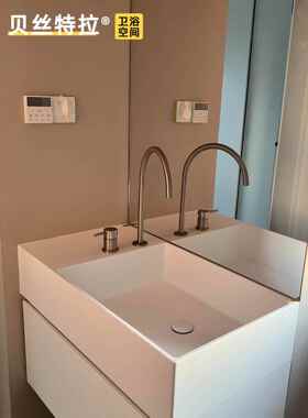 贝丝特拉 美国进口杜邦可丽耐一体盆JOT方盆浴室柜组合洗漱台定制