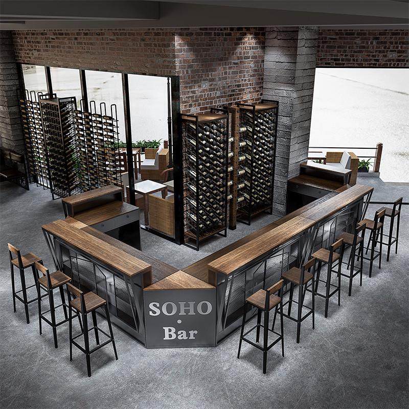 复古工业风酒吧吧台迪厅清吧网红奶茶店餐吧柜台桌转角收银台创意