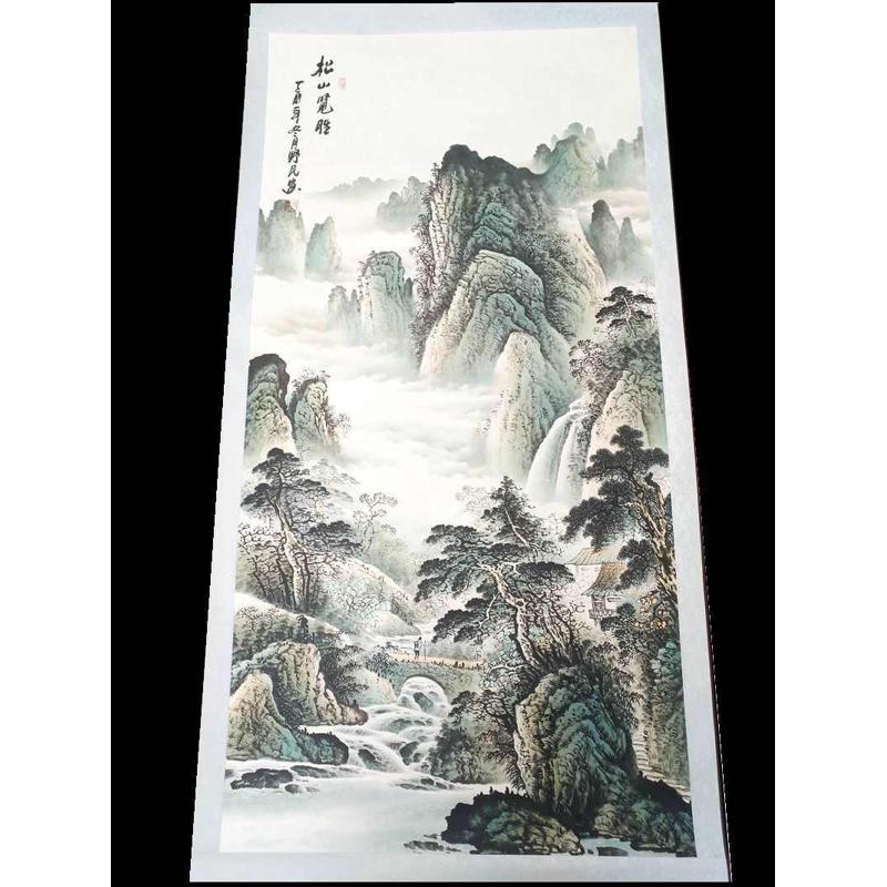 厂家批发全新古玩家居卧室客厅装饰人物山水字画中堂画松山揽胜图
