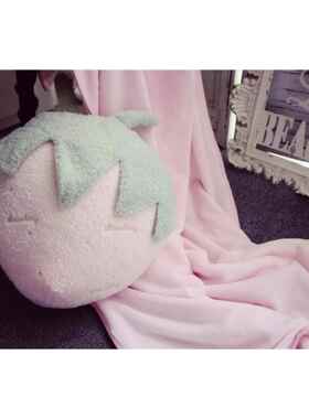 高档i靠ns甜美软午绵绵草仙人掌抱枕盖莓毯睡垫被子两用办公室空