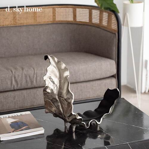 迪斯凯金属叶子托盘客厅居家装饰摆件欧式轻奢简约创意树叶果盘