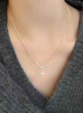 2026新款小爱心项链女碎银子转运珠闪闪毛衣链轻奢小众设计感颈链