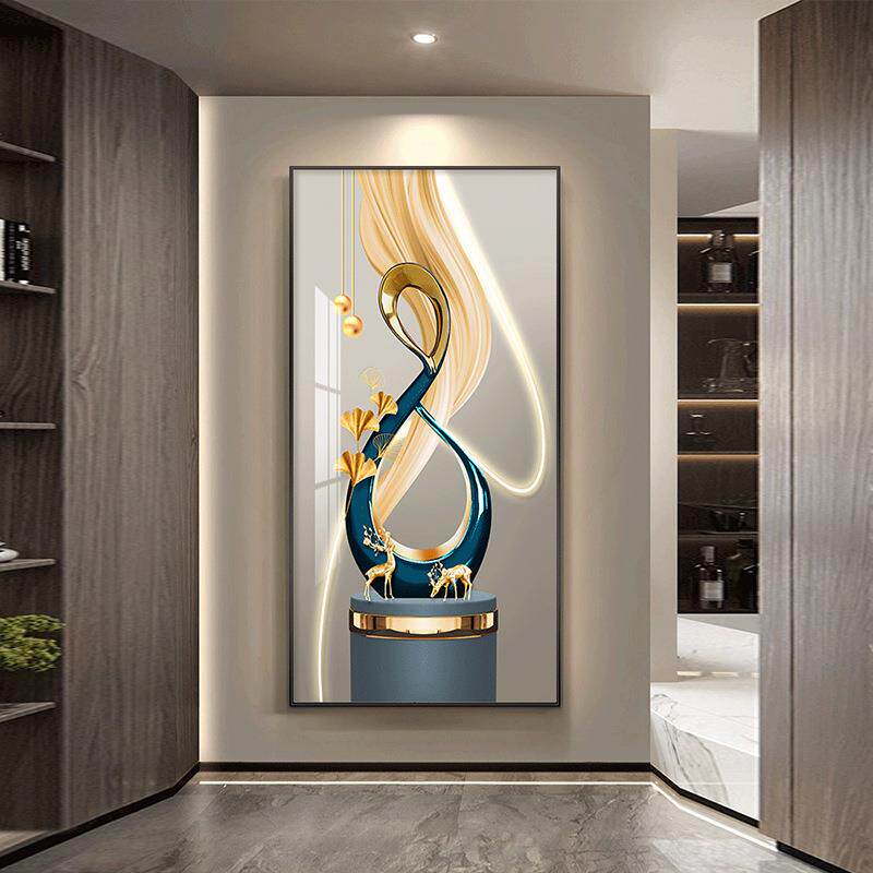轻奢玄关装饰画现代简约入户走廊几何挂画高级大气壁画正对门墙画