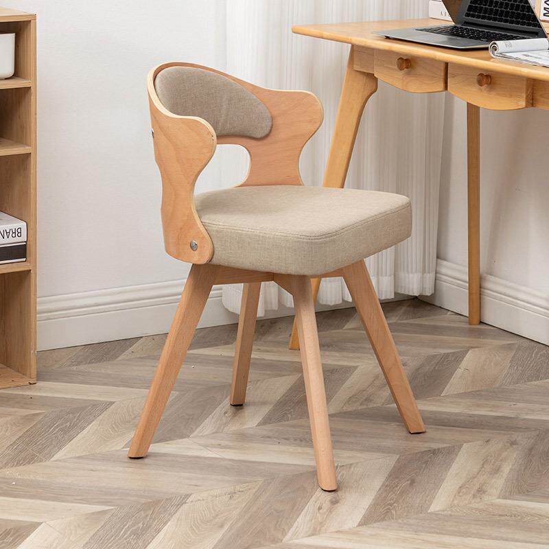现代简约实木家用旋转电脑椅学生书桌椅小型小巧写字椅子靠背餐椅