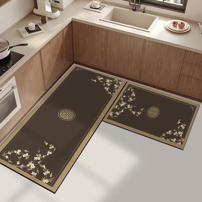 新中式硅藻泥吸水l型厨房专用地垫防油防污转角防滑地毯可擦免洗