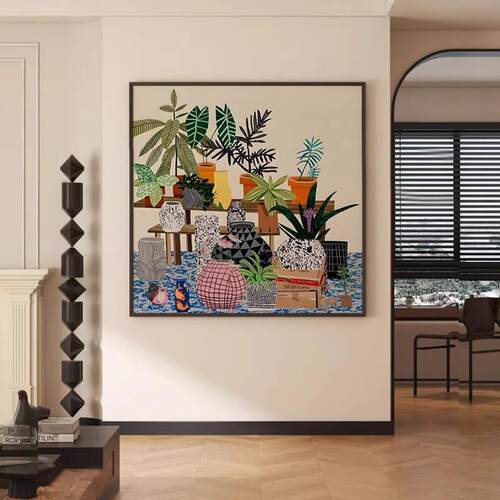 北欧抽象植物酒店民宿饭厅卧室装饰画现代客厅玄关过道背景墙挂画