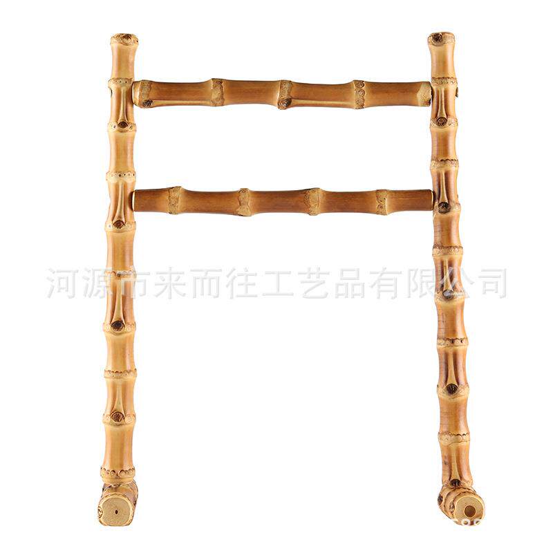 来而往竹木复古创意可拆卸KD竹节根鞭厨房浴室桌台立式双层毛巾架