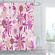 防水浴帘爆款 手绘花卉涤纶浴帘免打孔