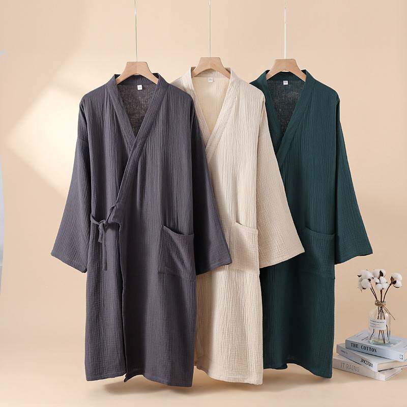 和服睡衣薄款纯棉男女款纱浴袍日式系绳开衫家居服睡袍汗蒸服